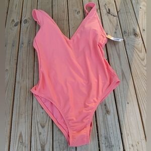 New Women's Kona Sol Peach Coral Tangerine Bathing Suit Size Large 12-14
